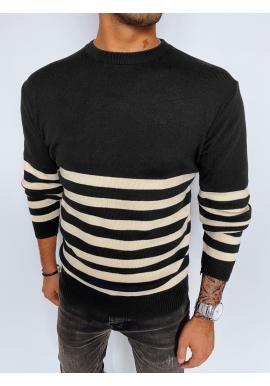 Pánsky čierny sveter s pruhmi
