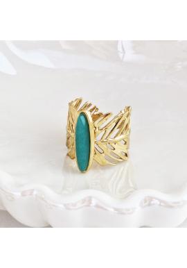 Dámsky zlatý prsteň so zeleným kamienkom