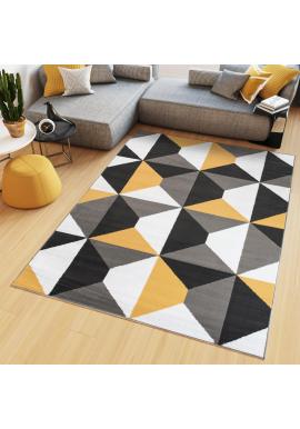 Moderný sivo-žltý koberec so vzorom