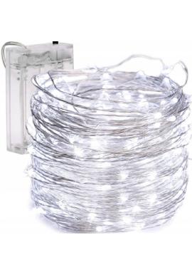 Studené biele LED svetielka na drôtiku - 10 m