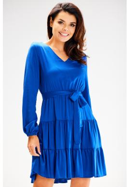 Modré dámske šaty s volánmi