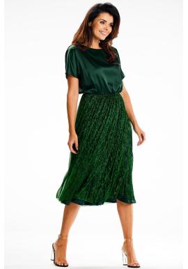 Zelené dámske midi šaty s gumou v páse
