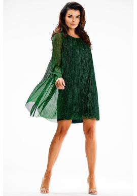 Dámske zelené sieťované šaty s dlhým rukávom