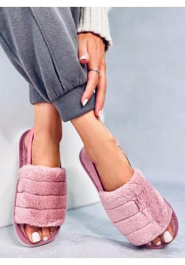 Kožušinové dámske papuče ružovej farby s gumičkou