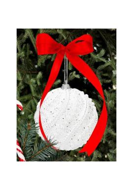 Biela vianočná guľa s perlami