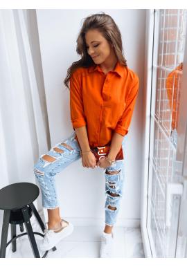 Oranžová dámska košeľa s dlhým rukávom