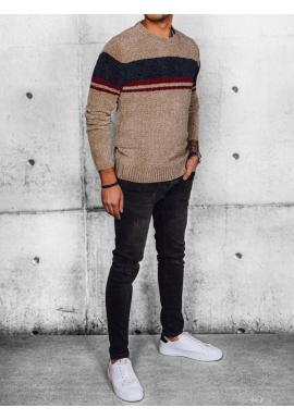 Béžový pánsky sveter s pruhmi