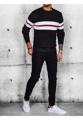 Čierny pánsky sveter s kontrastnými pruhmi