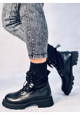 Dámske čierne topánky so svetrovým zvrškom