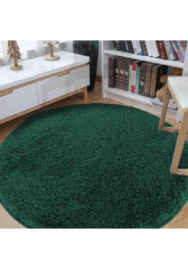 Okrúhly shaggy koberec v zelenej farbe