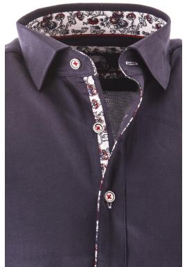 Tmavomodrá pánska košeľa so vzorovaným lemom