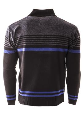 Čierny pánsky sveter s výstrihom na zips