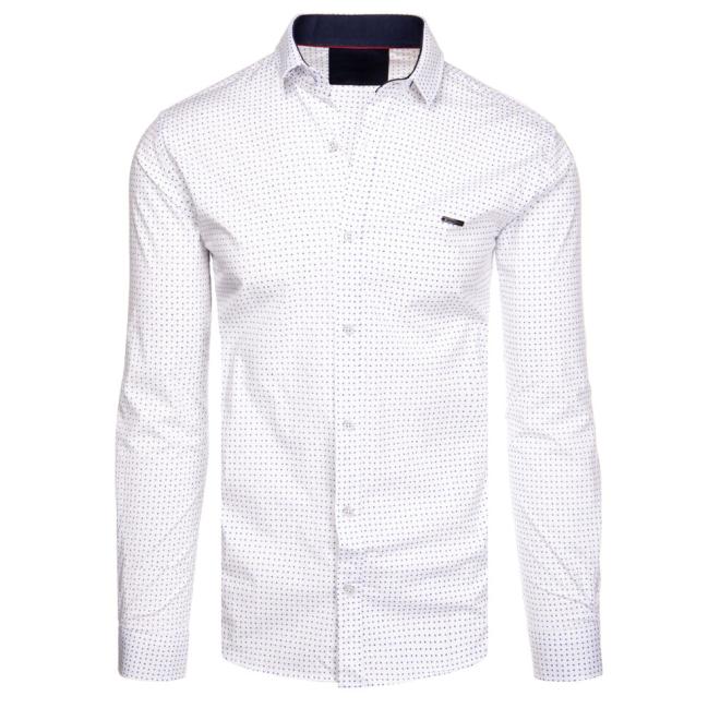 Vzorovaná pánska košeľa bielej farby