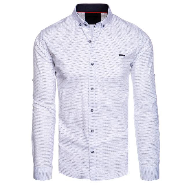Vzorovaná pánska košeľa v bielej farbe