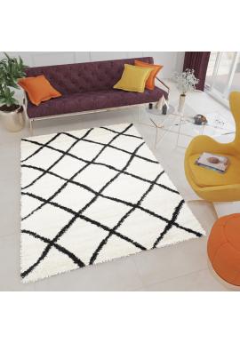 Vzorovaný shaggy koberec krémovej farby