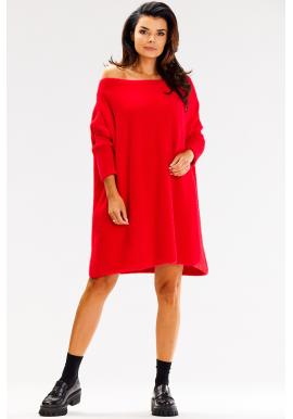 Oversize dámsky sveter červenej farby