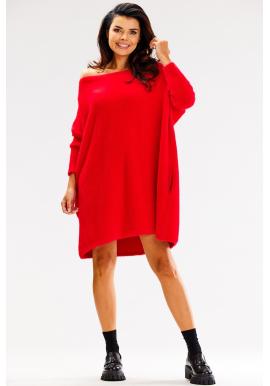 Oversize dámsky sveter červenej farby