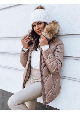 Prešívaná béžová bunda na zimu vo výpredaji