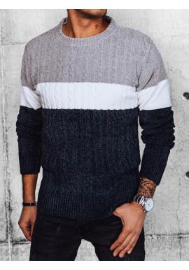 Pánsky tmavomodrý sveter s kontrastmi