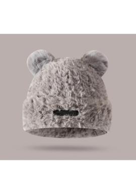 Sivá plyšová čiapka s medvedími ušami