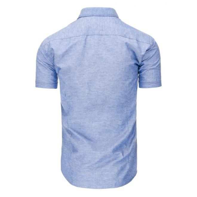 Kockovaná pánska košeľa modro-bielej farby s krátkym rukávom