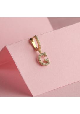 Náušnice zdobené zirkónom zlatej farby s písmenom G