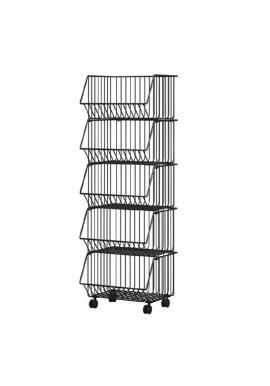 Päťposchodový košíkový regál na kolieskach