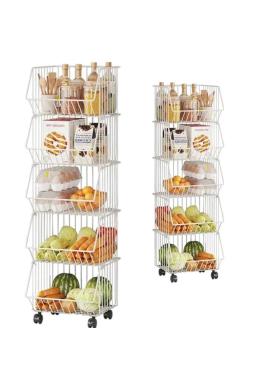 Biely päťposchodový košíkový regál