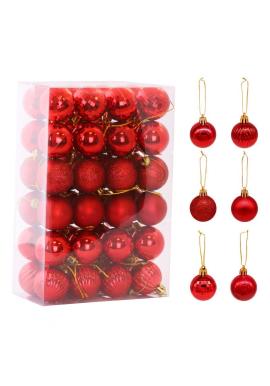 Červená sada vianočných gúľ - 48 ks