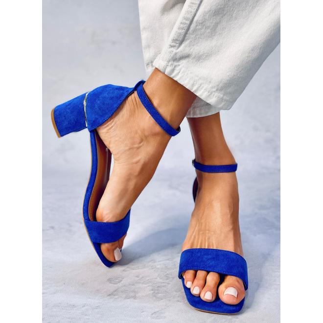 Dámske modré sandále na nízkom podpätku