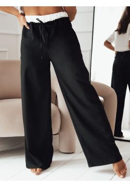 Široké dámske nohavice čiernej farby