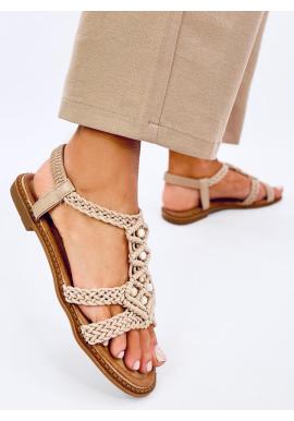 Pletené béžové sandále s korálkami