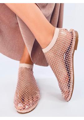 Sieťované dámske sandále ružovej farby
