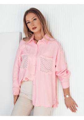 Ružová dámska košeľa s flitrami