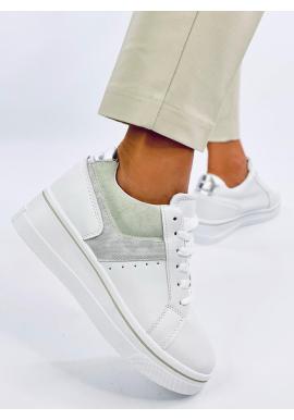 Dámske bielo-zelené Sneakersy na klinovom podpätku