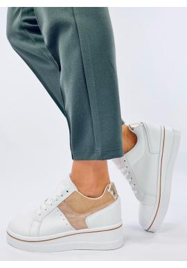 Klinové dámske Sneakersy v bielo-béžovej farbe