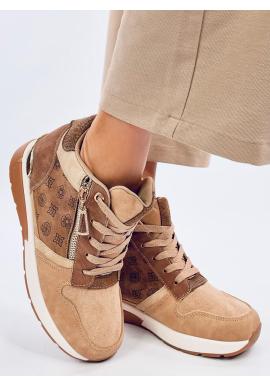 Hnedé vzorované Sneakersy na podpätku