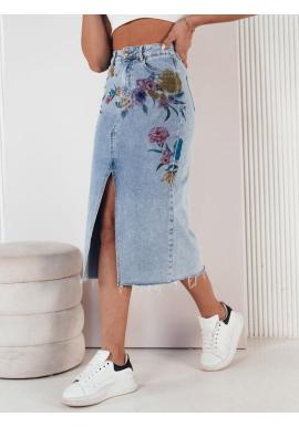 Svetlomodrá džínsová sukňa s kvetmi