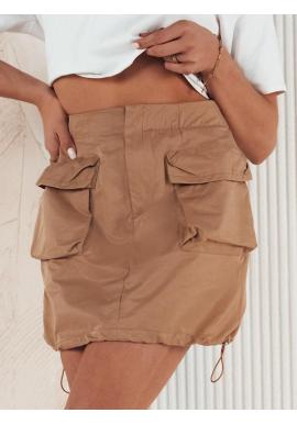 Mini sukňa s vreckami v hnedej farbe