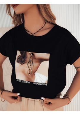 Čierne dámske tričko s potlačou