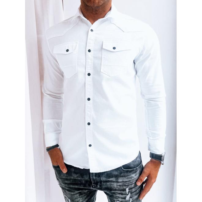 Džínsová pánska košeľa bielej farby