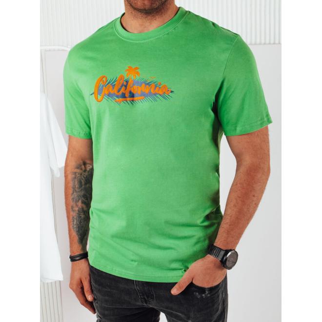 Pánske bavlnené zelené tričko s potlačou