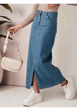 Modrá džínsová maxi sukňa s rozparkom