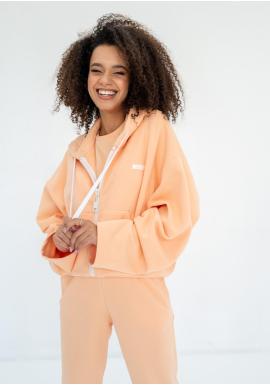 Oranžová mikina na zips MOSQUITO s kapucňou v akcii