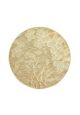 Okrúhla ažúrová podložka na stôl v zlatej farbe