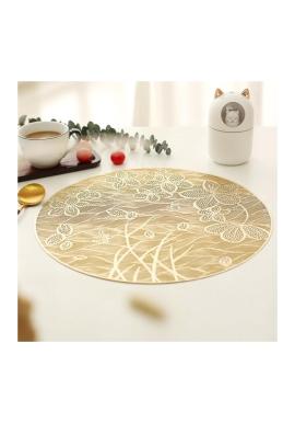 Okrúhla ažúrová podložka na stôl v zlatej farbe