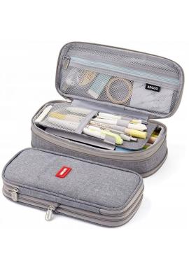 Sivý veľký peračník s dvomi priehradkami