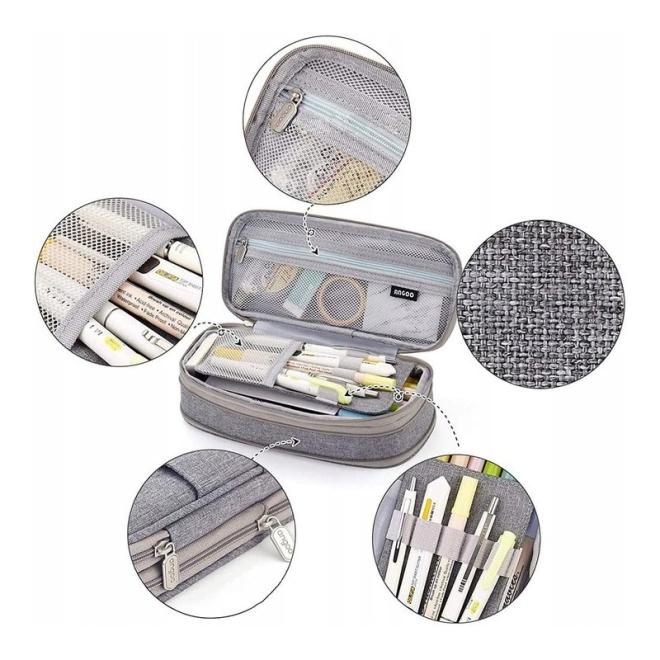 Sivý veľký peračník s dvomi priehradkami