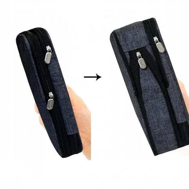 Sivý veľký peračník s dvomi priehradkami