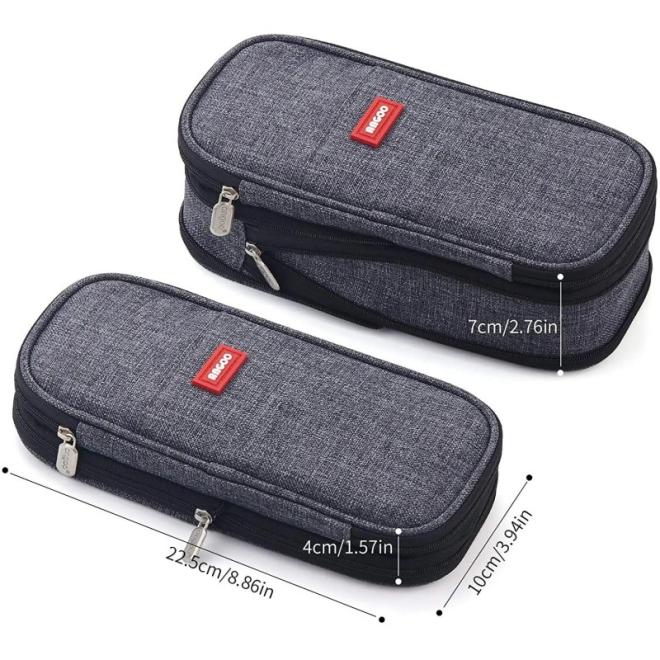 Sivý veľký peračník s dvomi priehradkami